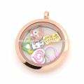 Latest 30mm design rose gold plain pendant, locket manufacturers, jewelry glass lockets